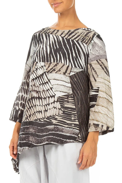 Asymmetric Wild Ink Textured Silk Tunic