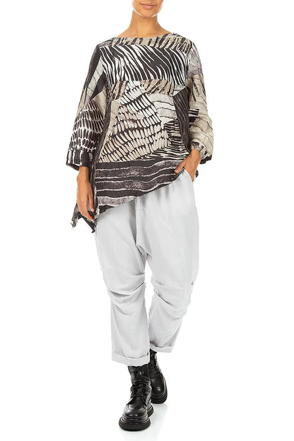 Asymmetric Wild Ink Textured Silk Tunic