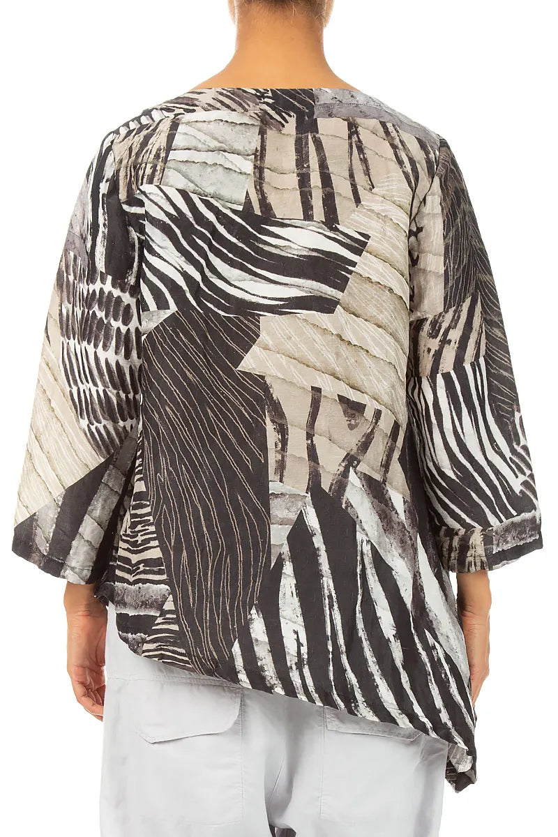 Asymmetric Wild Ink Textured Silk Tunic