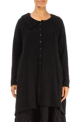Asymmetrical Black Wool Cardigan 1
