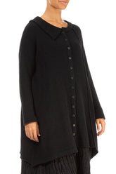 Asymmetrical Black Wool Cardigan 3