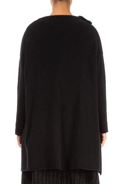 Asymmetrical Black Wool Cardigan 2