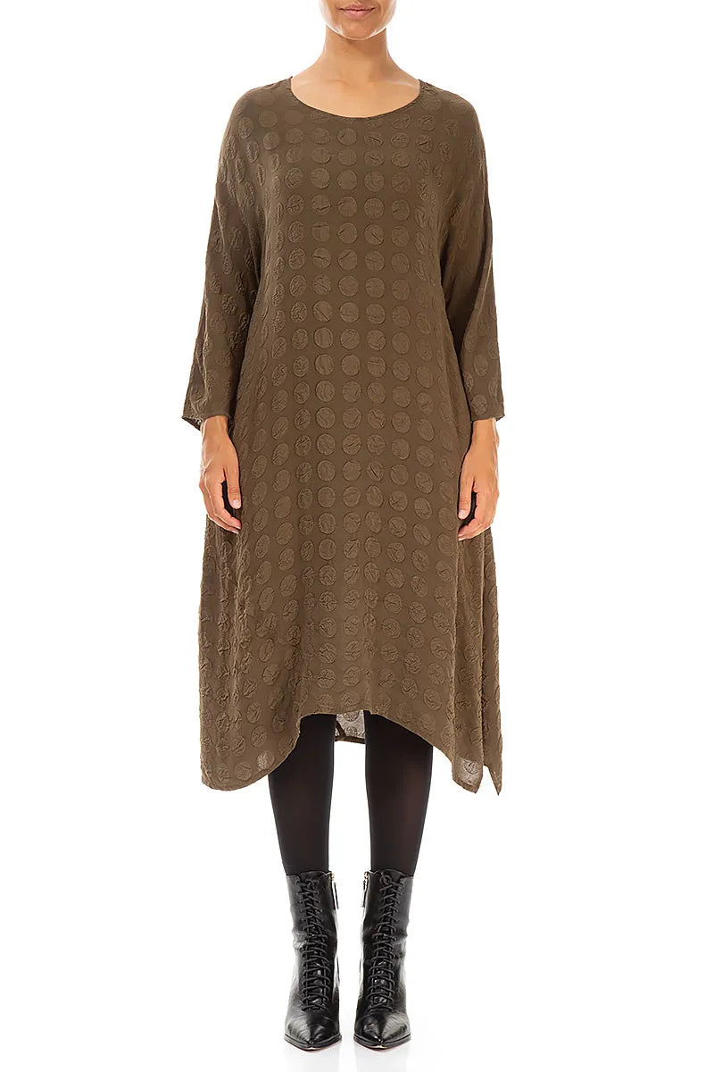 Asymmetrical Bubble Brown Silk Dress