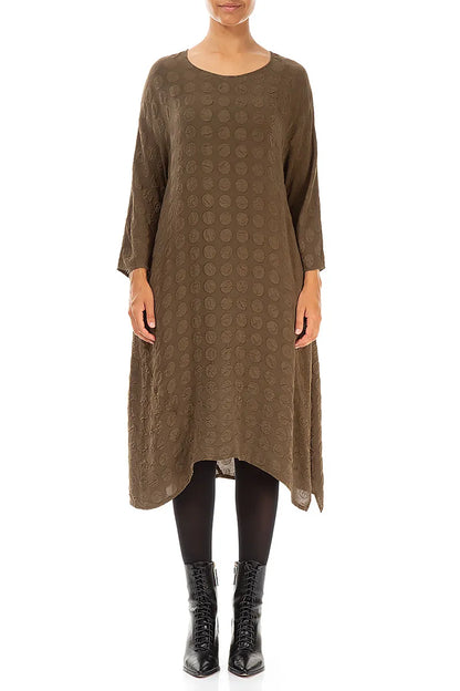 Asymmetrical Bubble Brown Silk Dress