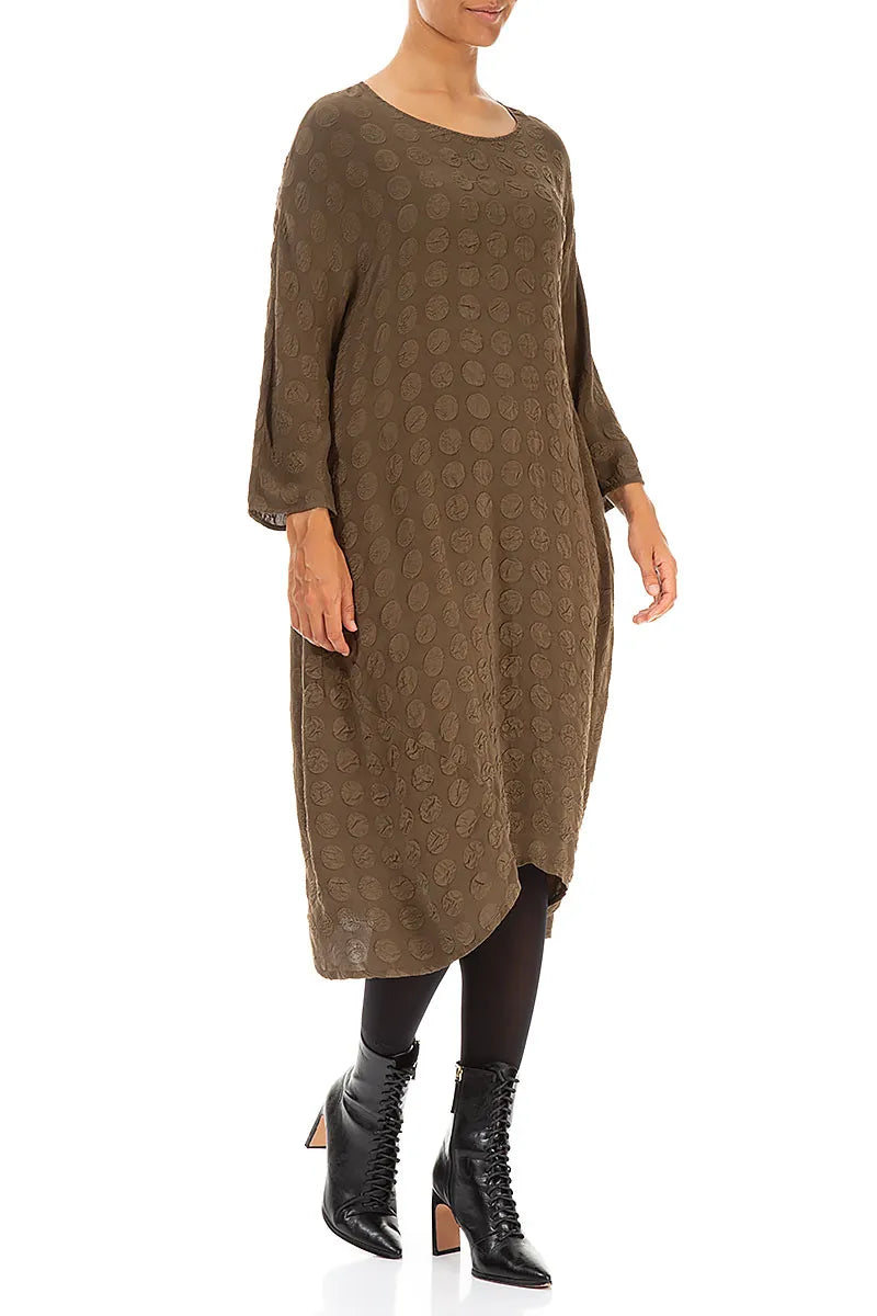 Asymmetrical Bubble Brown Silk Dress