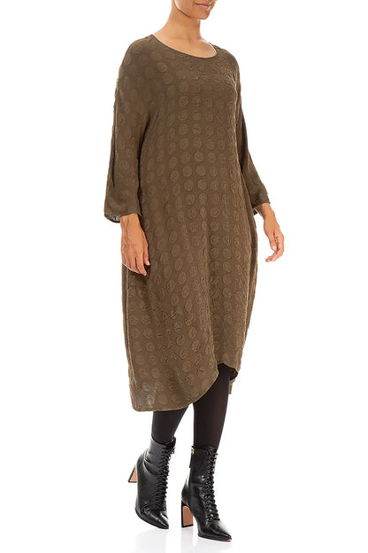 Asymmetrical Bubble Brown Silk Dress