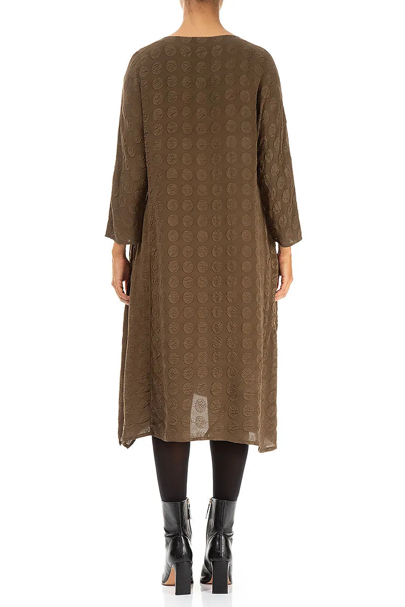 Asymmetrical Bubble Brown Silk Dress