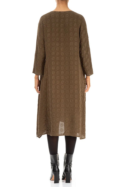 Asymmetrical Bubble Brown Silk Dress