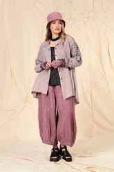 Asymmetrical Greige Printed Back Linen Shirt 7