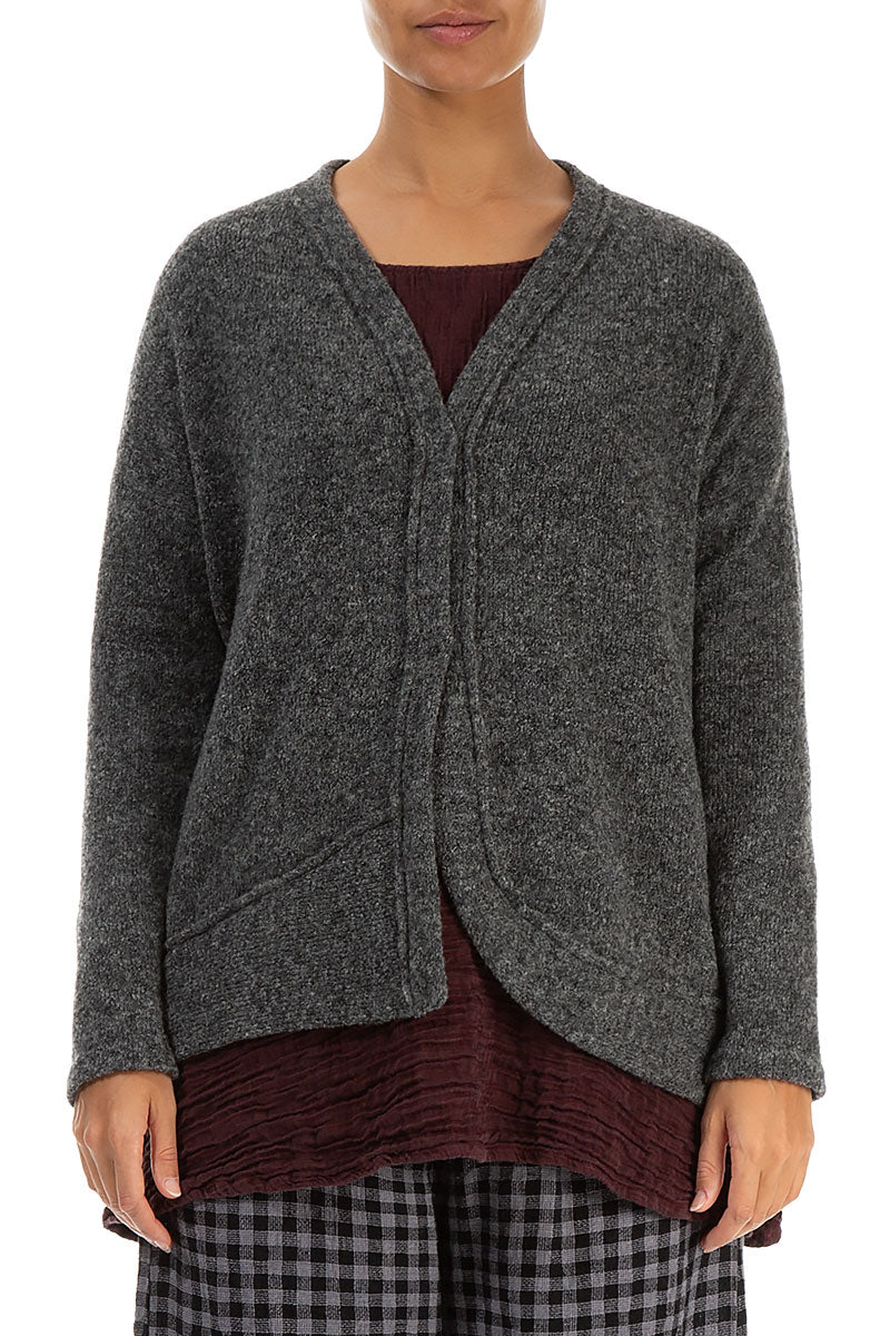 Asymmetrical Grey Wool Cardigan 1