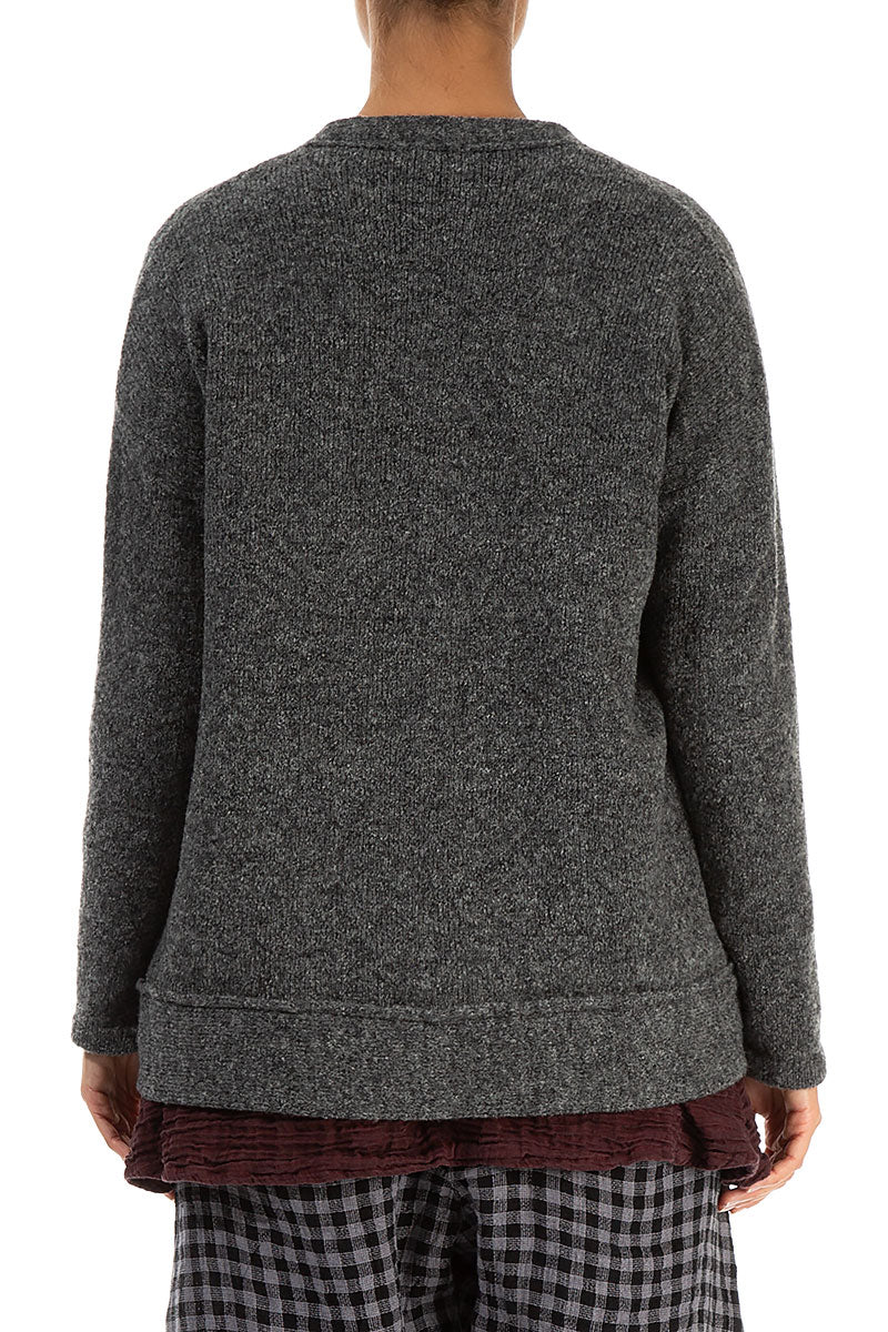 Asymmetrical Grey Wool Cardigan 2