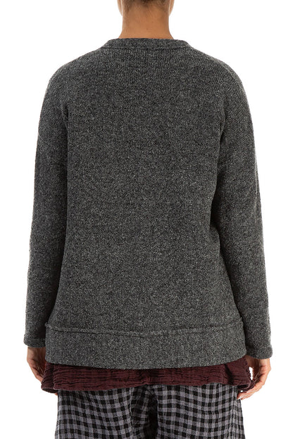 Asymmetrical Grey Wool Cardigan 2