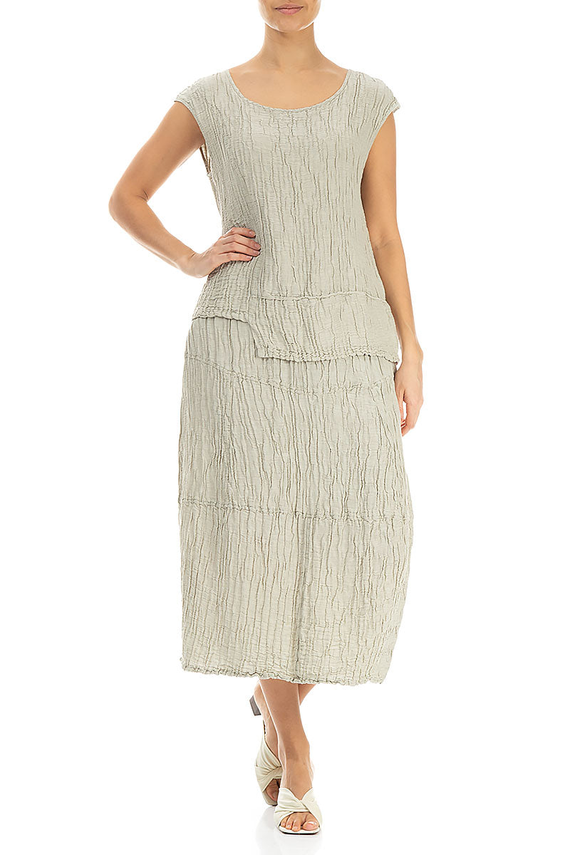 Asymmetrical Hem Crinkled Pearl Silk Blouse 4