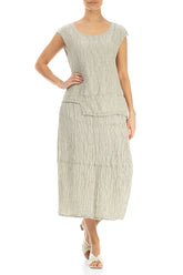 Asymmetrical Hem Crinkled Pearl Silk Blouse 4