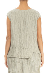 Asymmetrical Hem Crinkled Pearl Silk Blouse 2