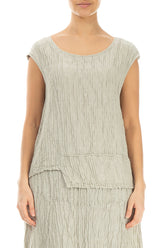 Asymmetrical Hem Crinkled Pearl Silk Blouse 1