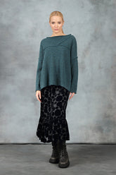 Asymmetrical Seams Teal Wool Sweater 6