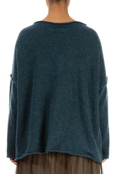 Asymmetrical Seams Teal Wool Sweater 2