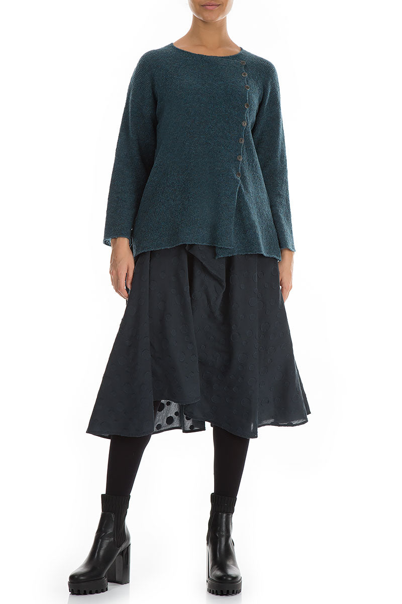 Asymmetrical Teal Wool Cardigan 4