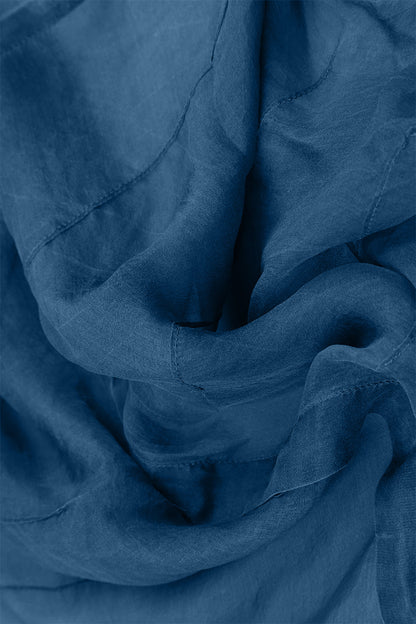 Azure Crumpled Silk Chiffon Scarf