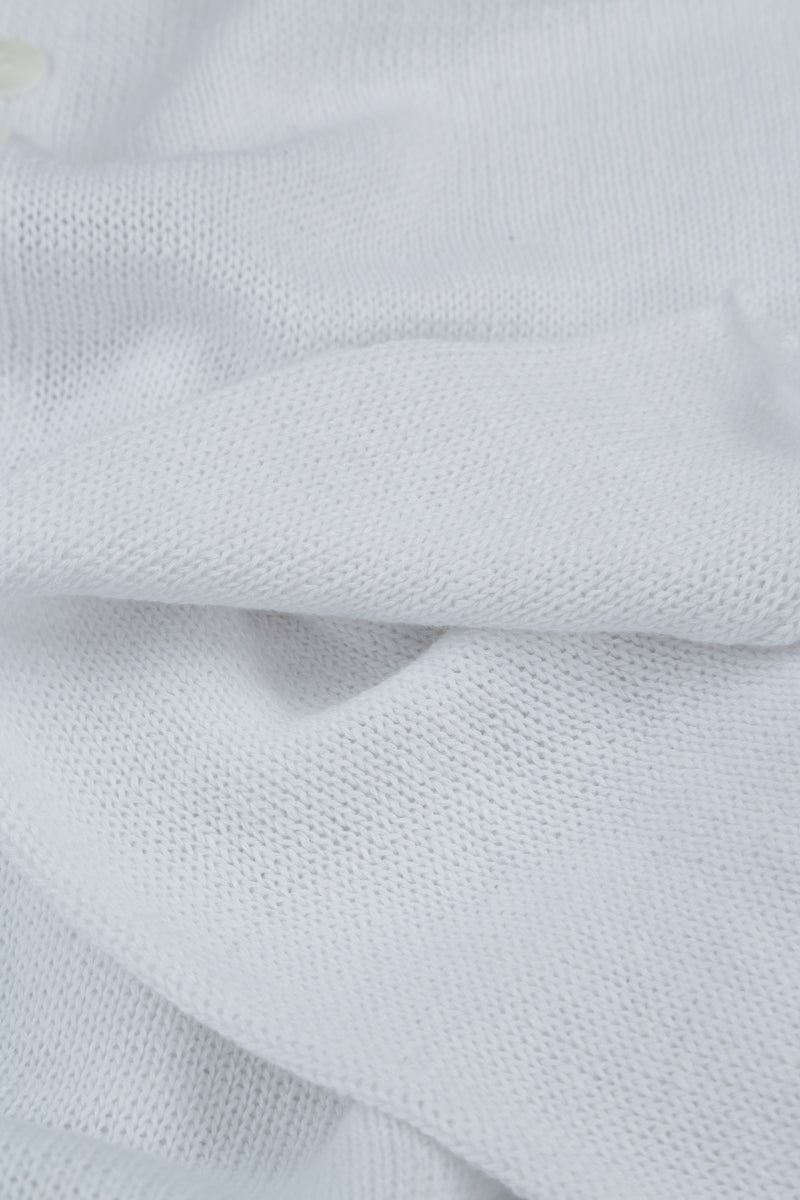 Scalloped V-Neck White Linen Jumper 5