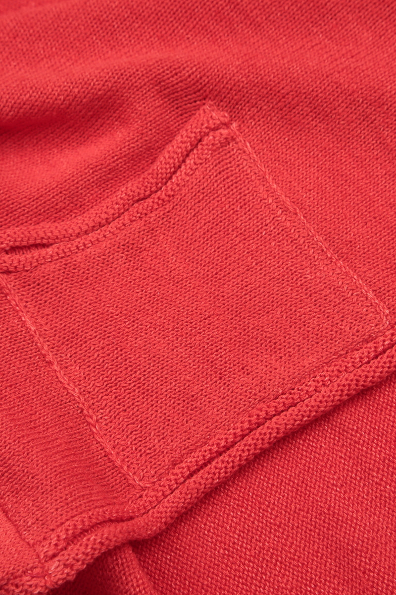 Einreihiger roter Leinen-Cardigan