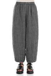 Back Pockets Grey Check Linen Trousers 1