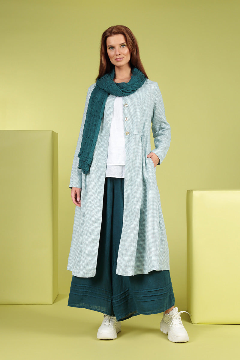 Back Tie Blue Check Linen Jacket 7