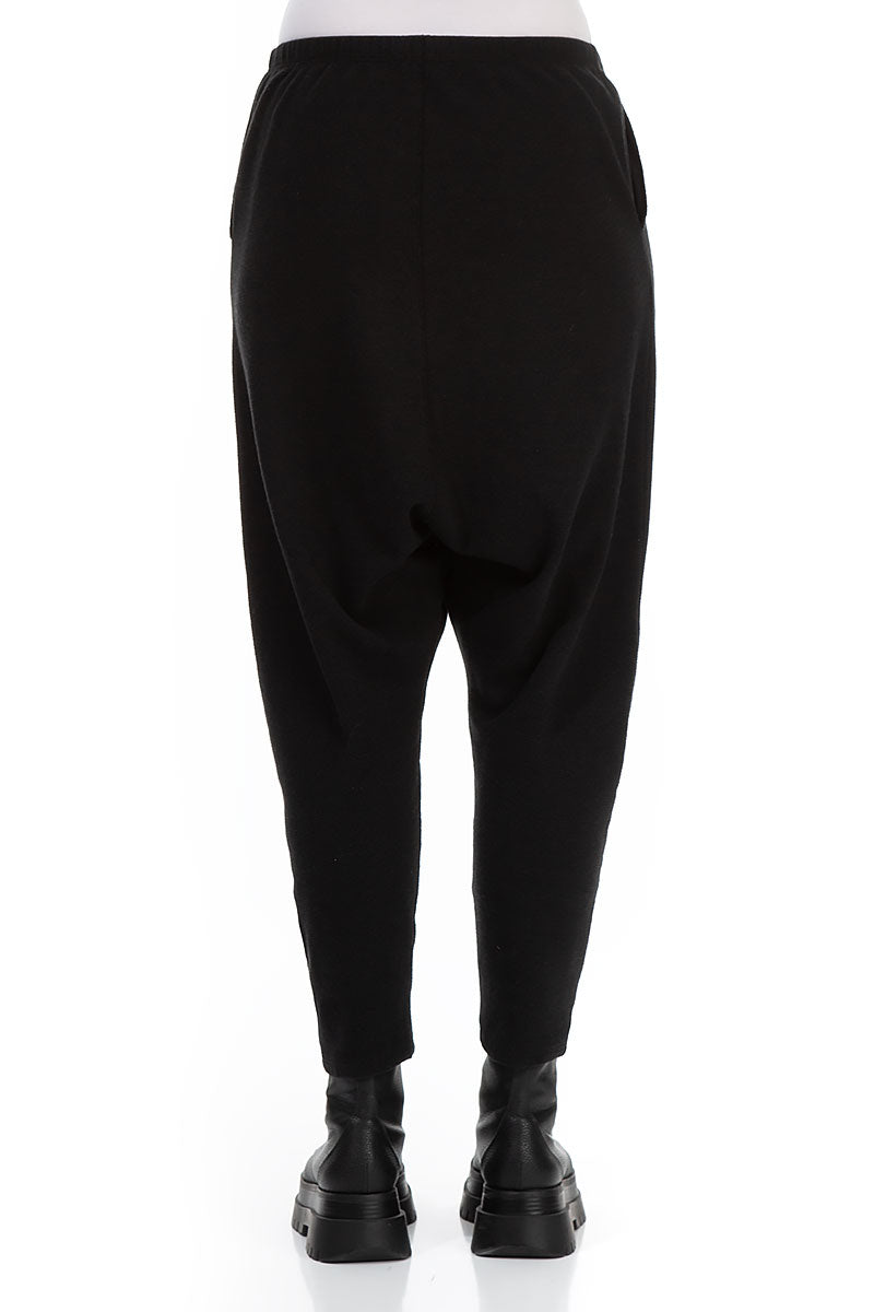 Baggy Black Rib Cotton Wool Trousers 2