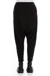 Baggy Black Rib Cotton Wool Trousers 2
