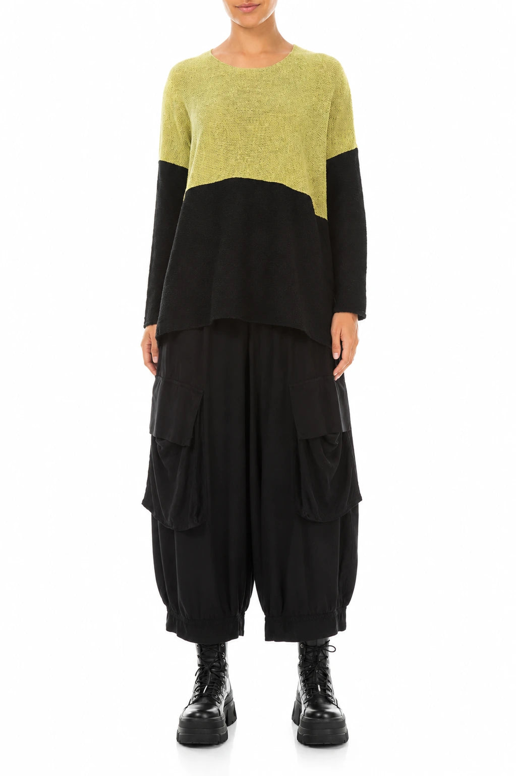 Baggy Pockets Black Silk Bamboo Trousers