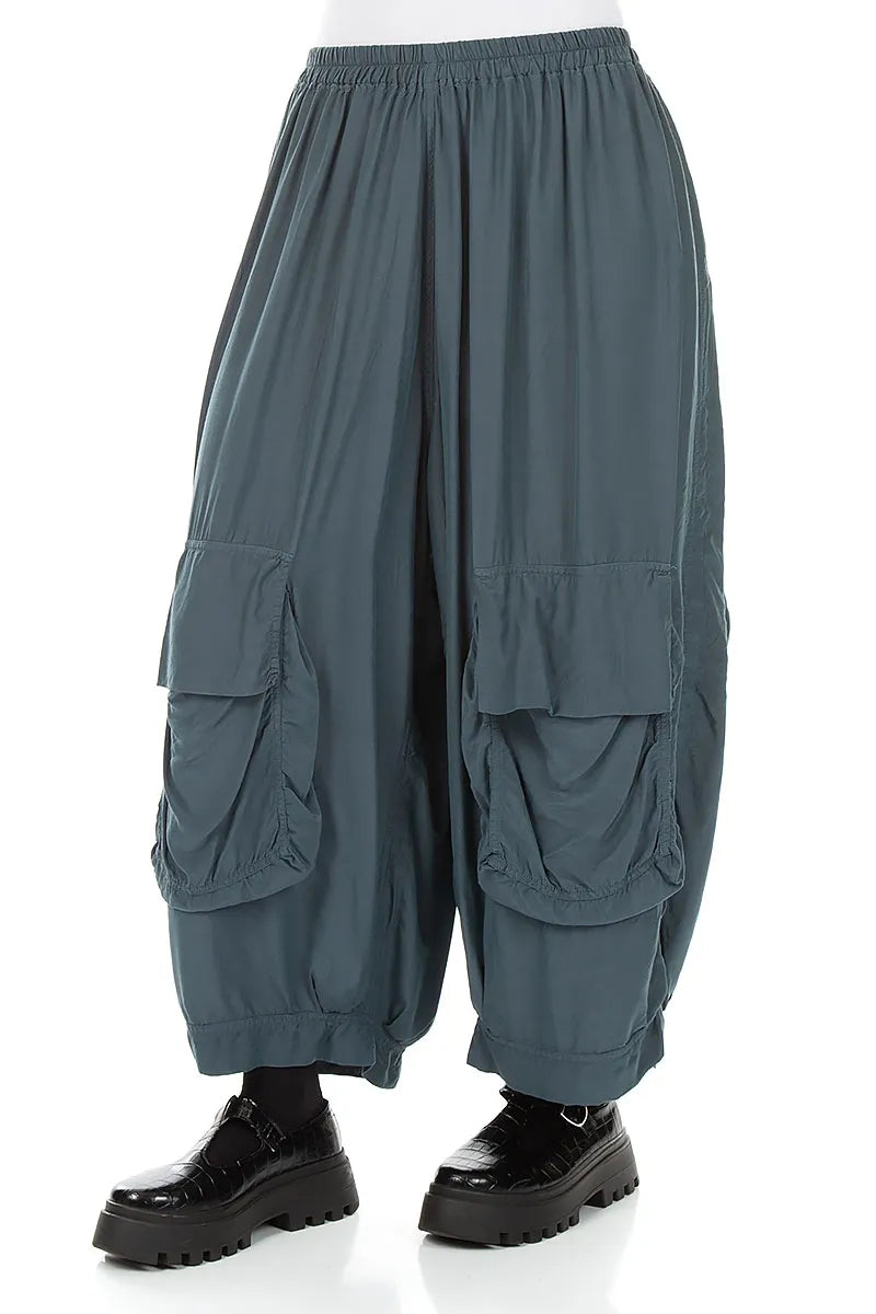 Baggy Pockets Slate Silk Bamboo Trousers 3