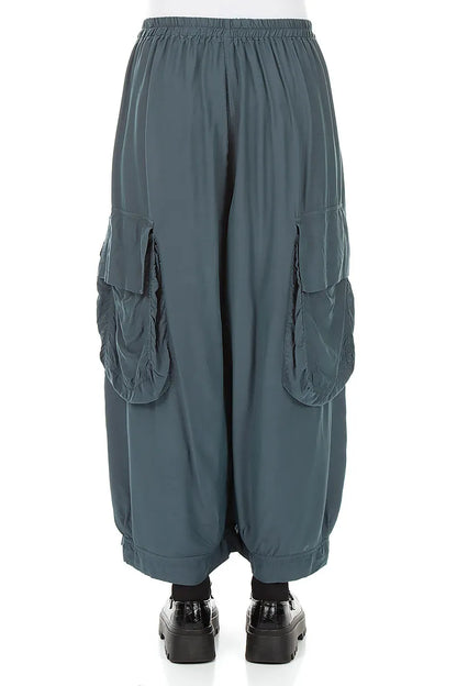 Baggy Pockets Slate Silk Bamboo Trousers 2