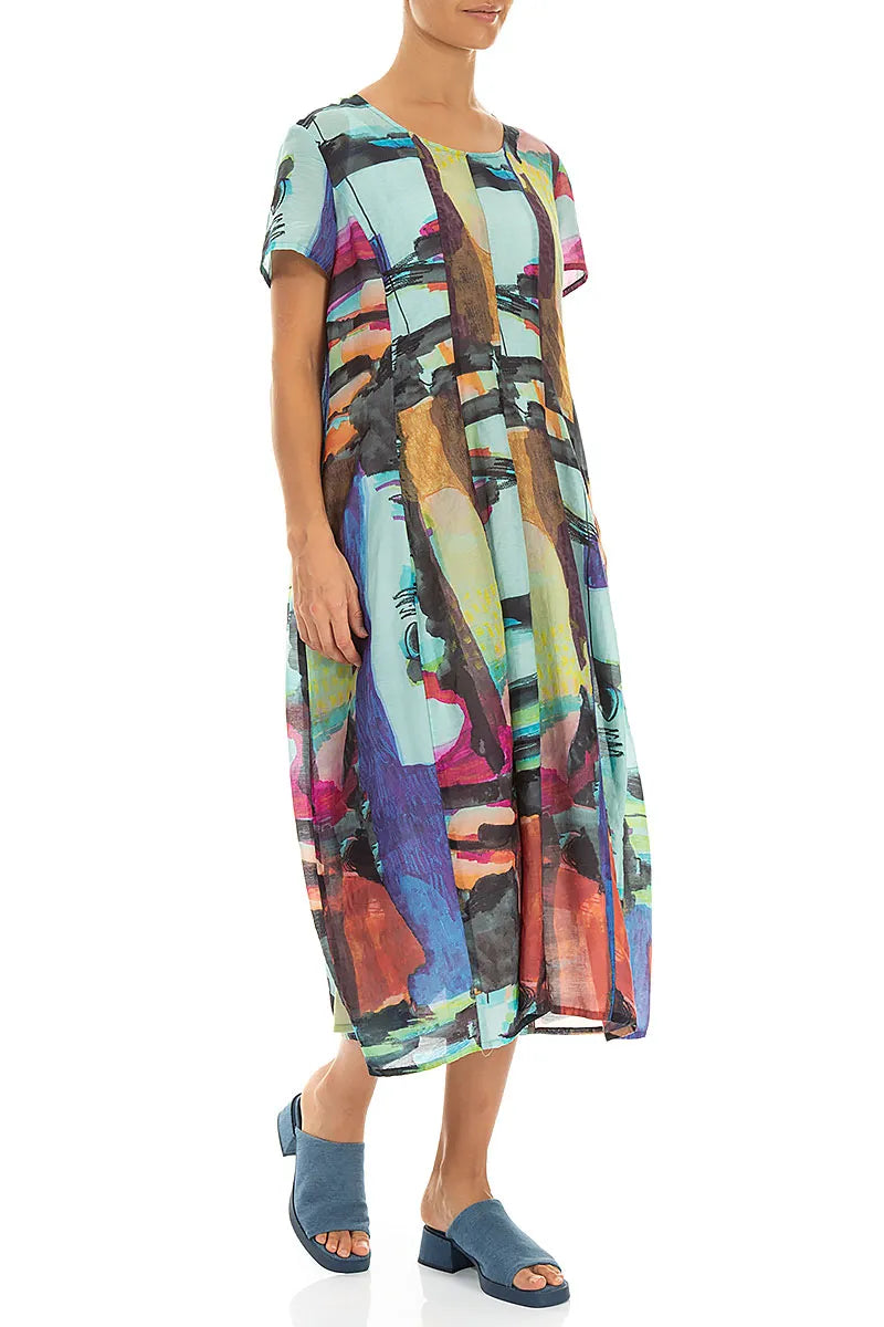 Balloon Abstract Silk Cotton Dress 3