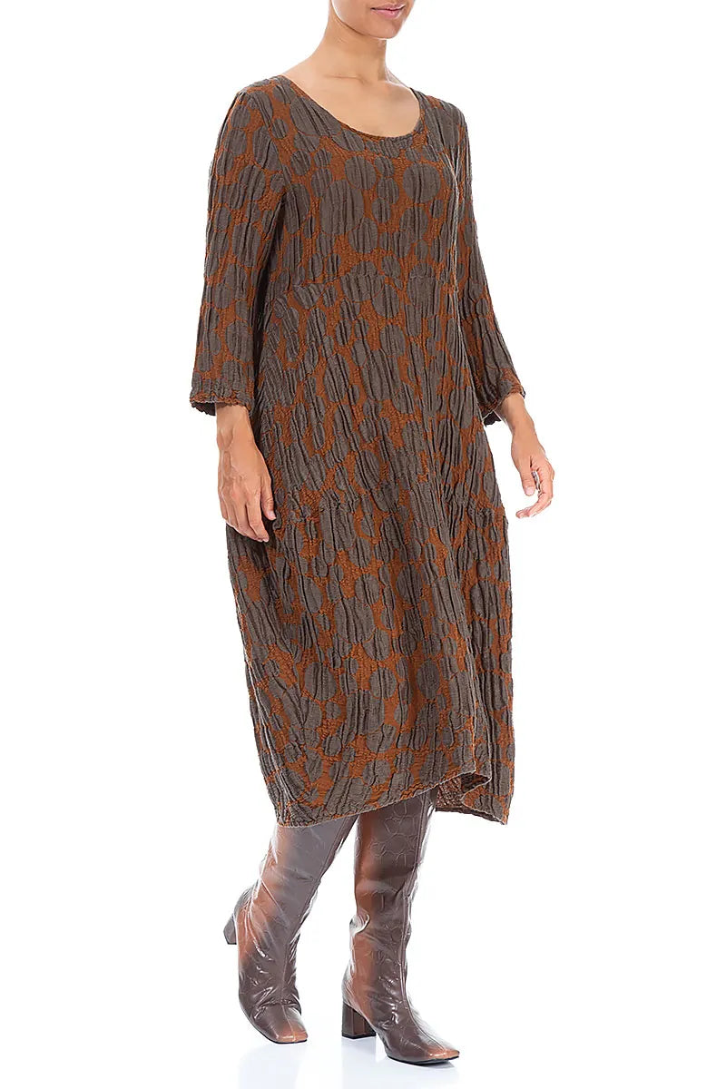 Balloon Aged Copper Circle Silk Linen Dress 3
