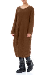 Balloon Aged Copper Pleated Silk Bamboo Dress 3