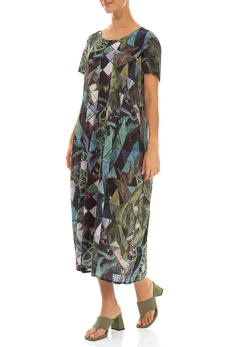 Balloon Art Mosaic Textured Silk Dress