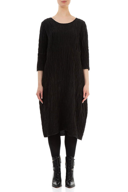 Balloon Black Circle Silk Linen Dress 1