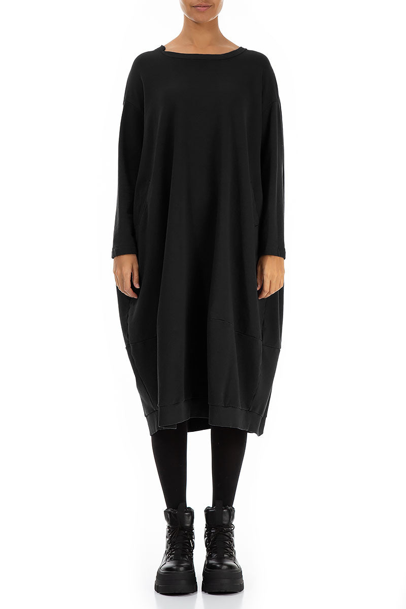 Balloon Black Cotton Dress 1
