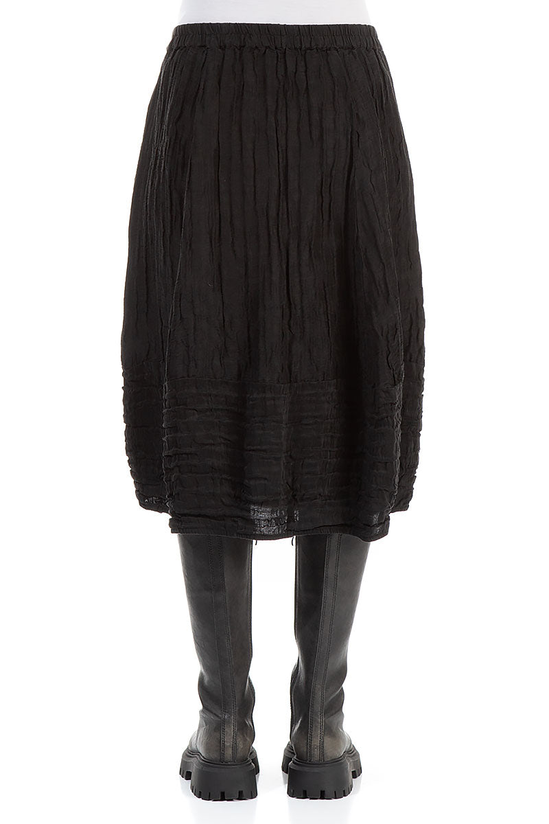 Balloon Black Crinkled Silk Linen Skirt 2
