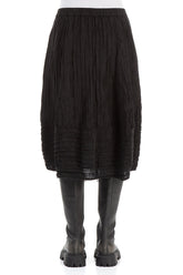 Balloon Black Crinkled Silk Linen Skirt 2