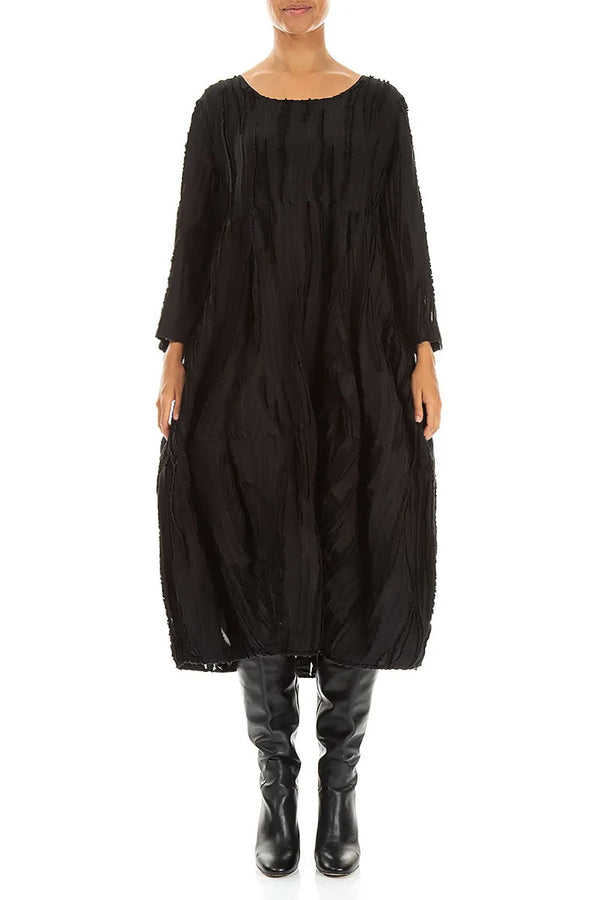 Balloon Black Fray Weave Dress 1