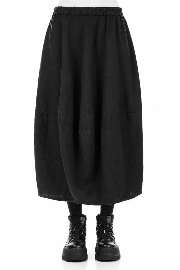 Balloon Black Linen Skirt 1