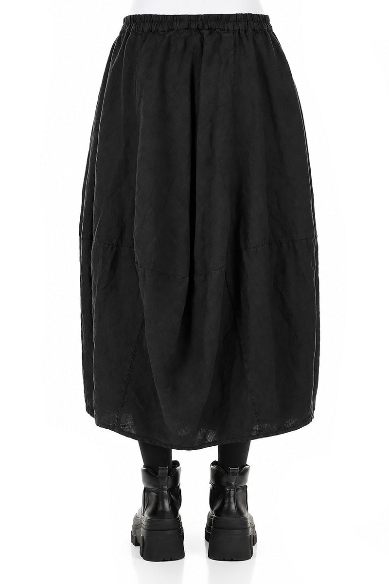 Balloon Black Linen Skirt 2