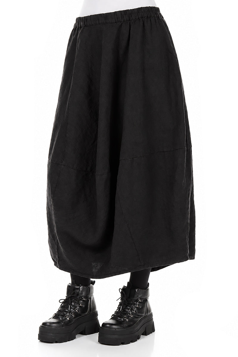 Balloon Black Linen Skirt 3