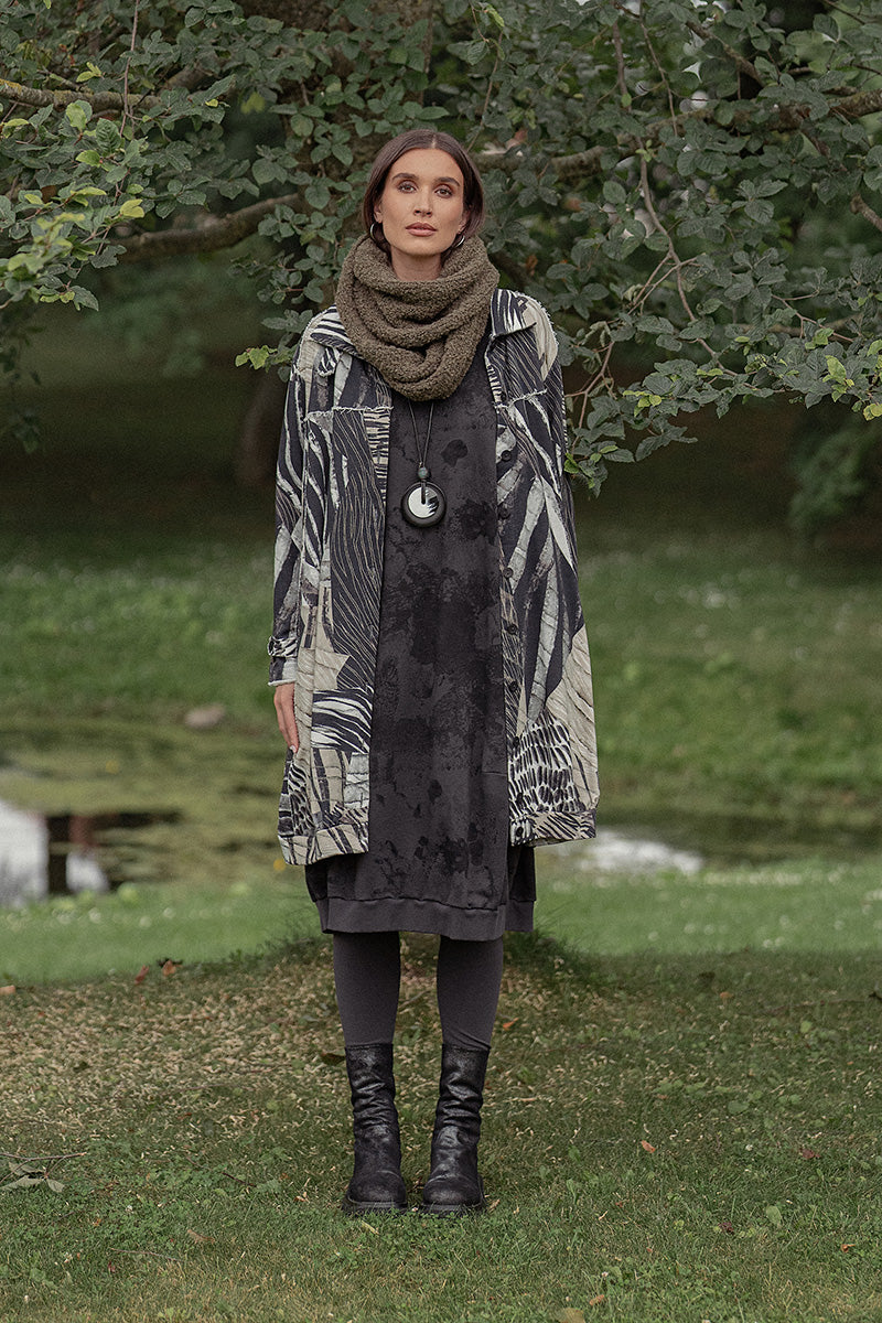 Balloon Charcoal Alabaster French Terry Cotton Dress 7