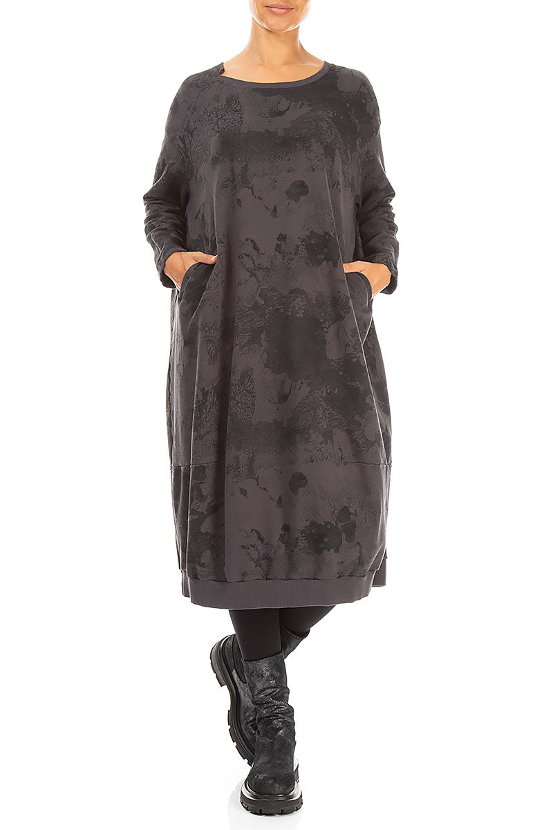 Balloon Charcoal Alabaster French Terry Cotton Dress 4