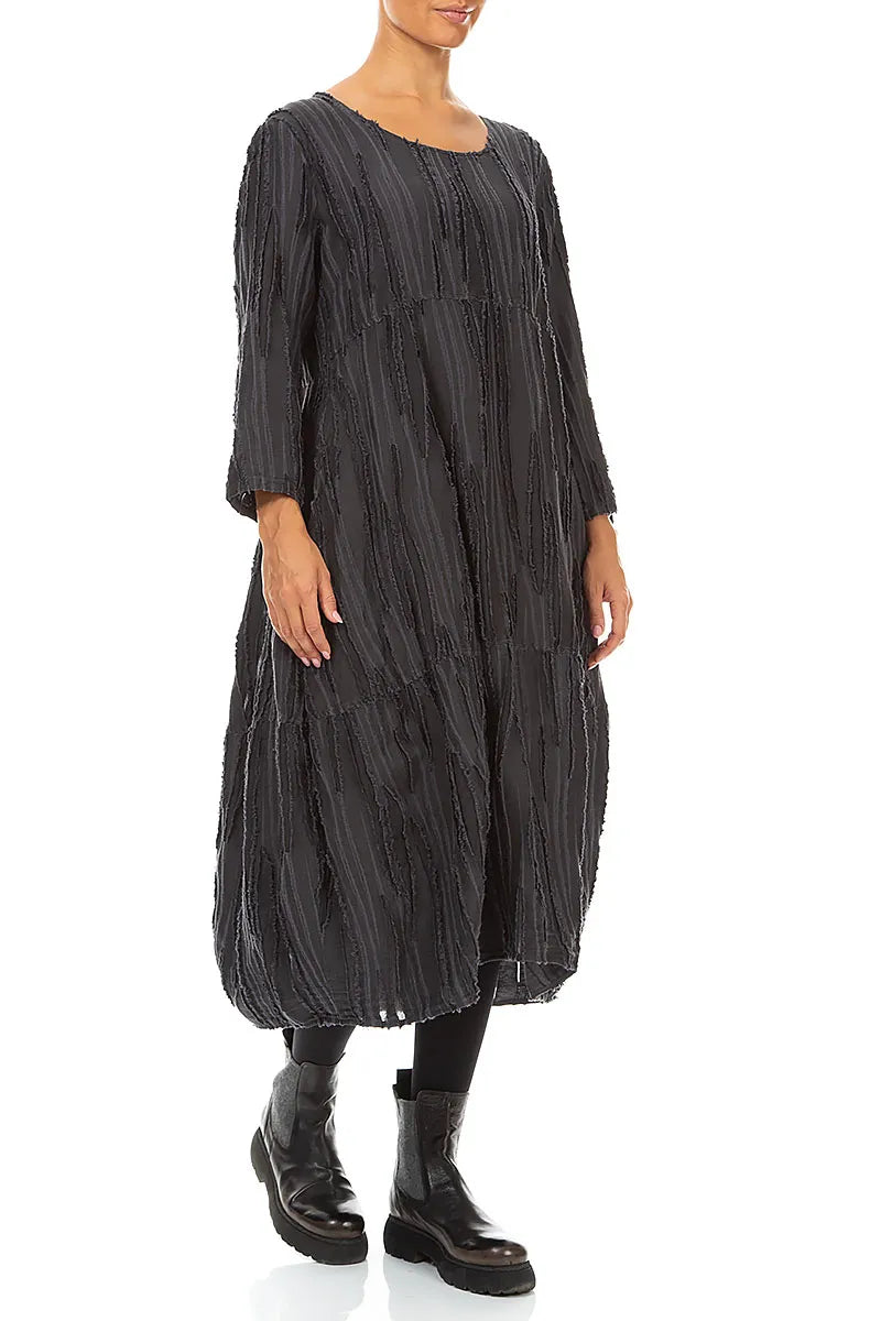 Balloon Charcoal Fray Weave Dress 4