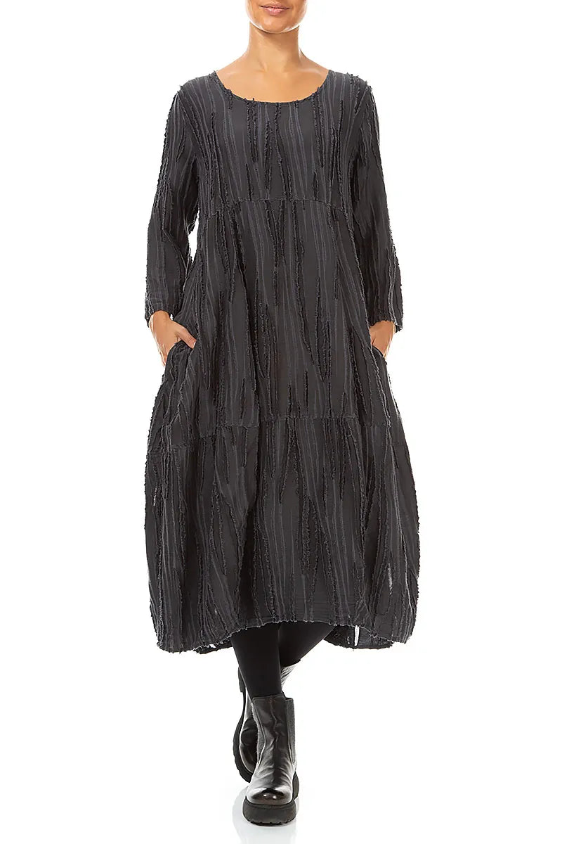 Balloon Charcoal Fray Weave Dress 5