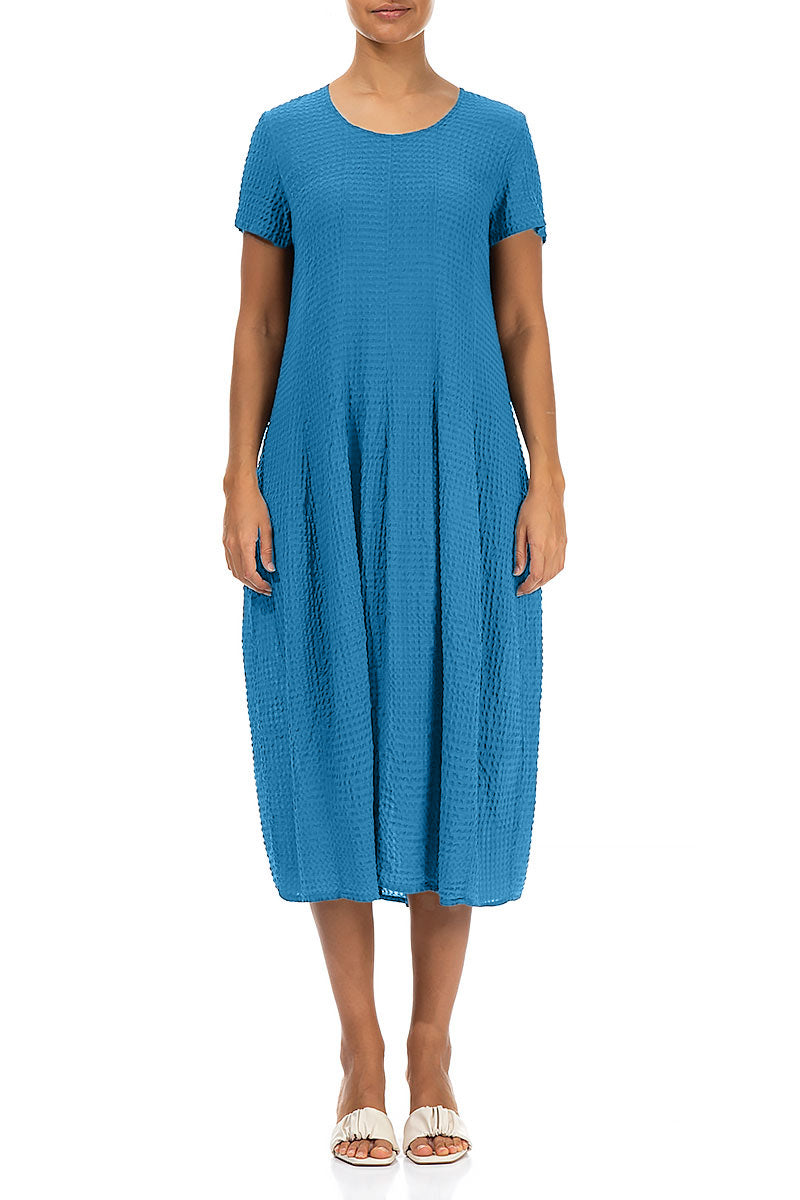 Balloon Cobalt Blue Textured Silk Dress 1